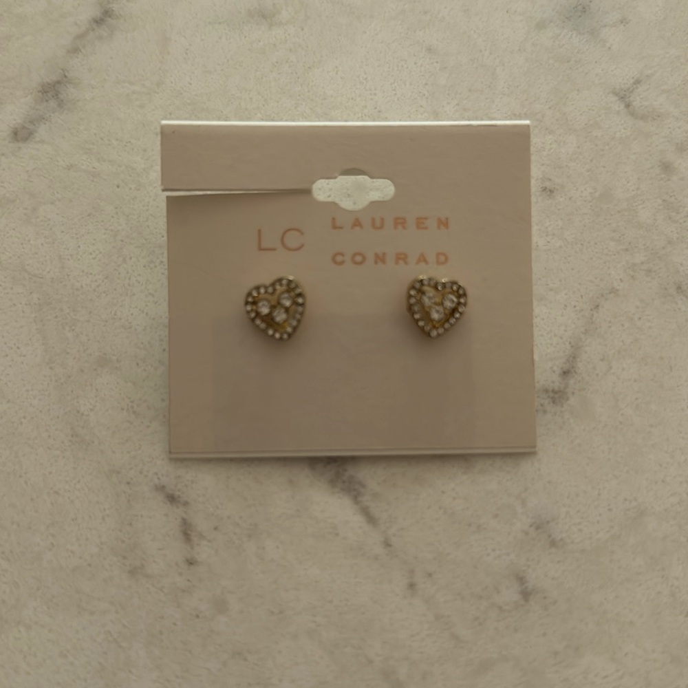 Lauren Conrad heart Valentine rhinestone earrings.